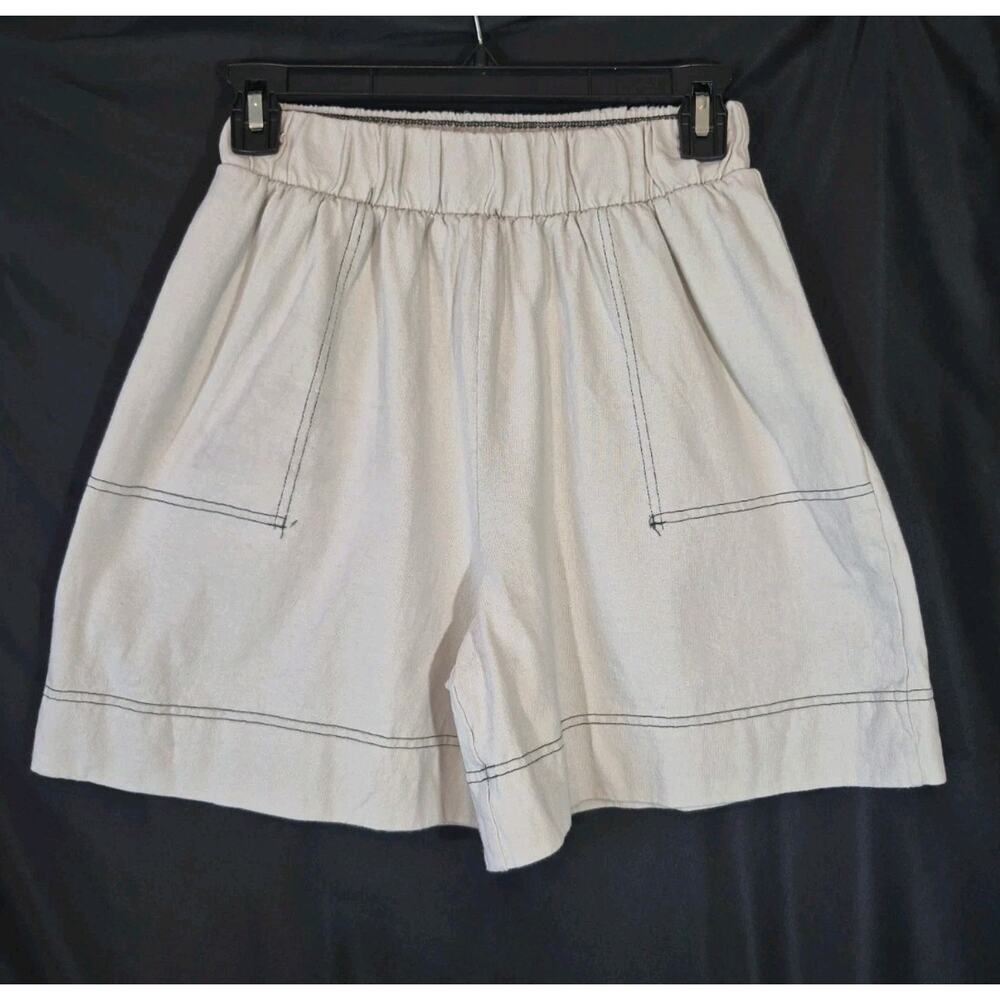 Free People Beach Strada Cotton Beige Two Piece Top Shorts Set XS - Picture 10 of 14